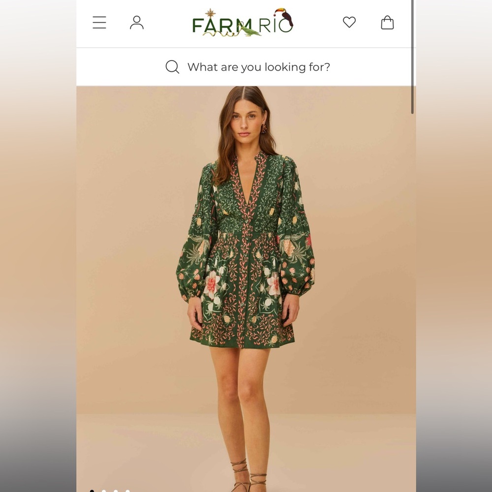 NWT FARM Rio Pineapple Garden Long Sleeve Mini Dress